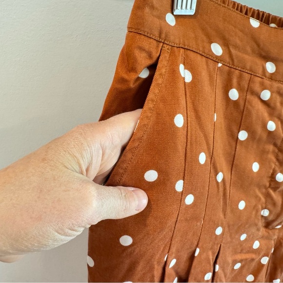 NWT Anthropologie Isobel Wide Leg Pleated Apollo Dot Pants‎ Brown Tan Small - Picture 6 of 10